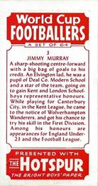 1958 D.C. Thomson Hotspur World Cup Footballers #3 Jimmy Murray Back