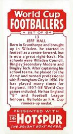 1958 D.C. Thomson Hotspur World Cup Footballers #13 Jeff Hall Back
