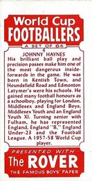 1958 D.C. Thomson Rover World Cup Footballers #4 Johnny Haynes Back