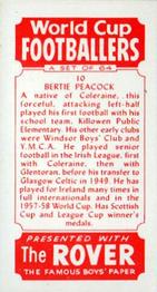 1958 D.C. Thomson Rover World Cup Footballers #10 Bertie Peacock Back