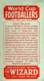 1958 D.C. Thomson Wizard World Cup Footballers #3 Dave Mackay Back