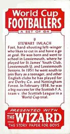 1958 D.C. Thomson Wizard World Cup Footballers #9 Stewart Imlach Back