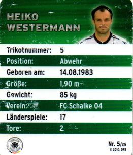 2010 Rewe DFB Team #5 Heiko Westermann Back