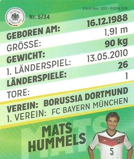 2014 REWE DFB 2014 Team #5 Mats Hummels Back