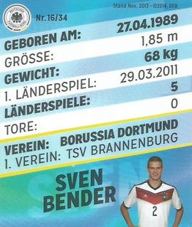 2014 REWE DFB 2014 Team #16 Sven Bender Back