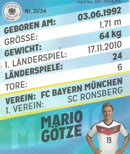 2014 REWE DFB 2014 Team #21 Mario Gotze Back