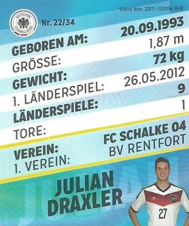 2014 REWE DFB 2014 Team #22 Julian Draxler Back