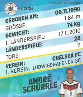2014 REWE DFB 2014 Team #23 Andre Schürrle Back