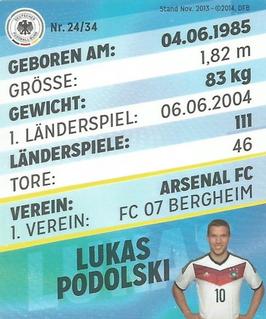 2014 REWE DFB 2014 Team #24 Lukas Podolski Back