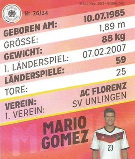 2014 REWE DFB 2014 Team #26 Mario Gomez Back