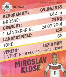 2014 REWE DFB 2014 Team #27 Miroslav Klose Back