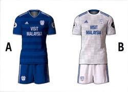 2018-19 Merlin Premier League 2019 #155a / 155b Cardiff City Home Kit / Away Kit Front