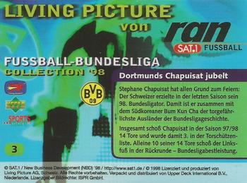 1998 Upper Deck 3D Living Pictures Fussball Bundesliga #3 Stephane Chapuisat Back