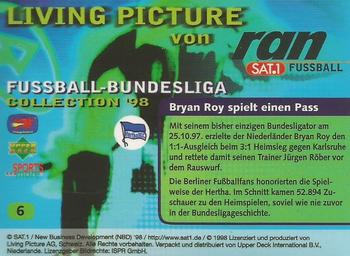 1998 Upper Deck 3D Living Pictures Fussball Bundesliga #6 Bryan Roy Back