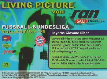 1998 Upper Deck 3D Living Pictures Fussball Bundesliga #13 Giovane Elber Back