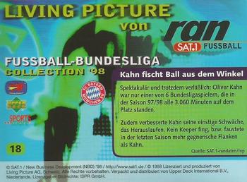 1998 Upper Deck 3D Living Pictures Fussball Bundesliga #18 Oliver Kahn Back