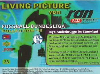 1998 Upper Deck 3D Living Pictures Fussball Bundesliga #23 Ingo Anderbrugge Back