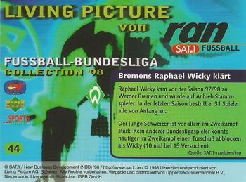 1998 Upper Deck 3D Living Pictures Fussball Bundesliga #44 Raphael Wicky Back