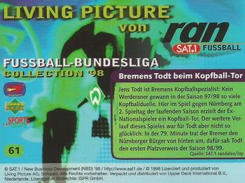 1998 Upper Deck 3D Living Pictures Fussball Bundesliga #61 Jens Todt Back