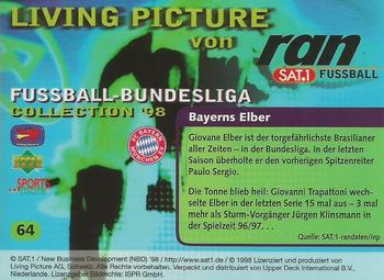 1998 Upper Deck 3D Living Pictures Fussball Bundesliga #64 Giovane Elber Back