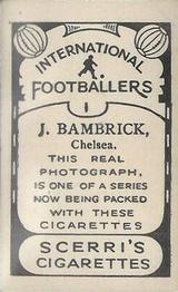 1936 Scerri's Cigarettes International Footballers #1. Joe Bambrick Back