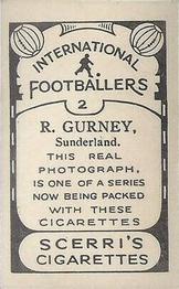 1936 Scerri's Cigarettes International Footballers #2. Bobby Gurney Back