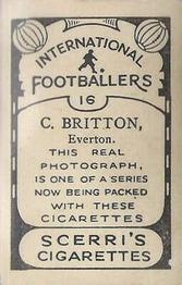 1936 Scerri's Cigarettes International Footballers #16. Cliff Britton Back