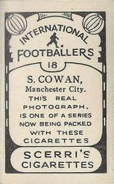 1936 Scerri's Cigarettes International Footballers #18. Sam Cowan Back