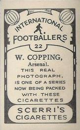 1936 Scerri's Cigarettes International Footballers #22. Wilf Copping Back