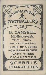 1936 Scerri's Cigarettes International Footballers #25. George Camsell Back