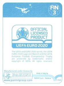 2020 Panini UEFA Euro 2020 International Stickers Preview #FIN3 Finland Back