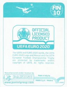 2020 Panini UEFA Euro 2020 International Stickers Preview #FIN10 Juha Pirinen Back