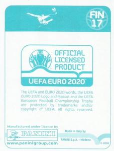 2020 Panini UEFA Euro 2020 International Stickers Preview #FIN17 Leo Vaisanen Back