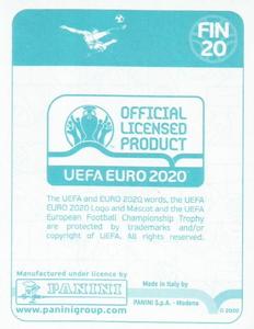 2020 Panini UEFA Euro 2020 International Stickers Preview #FIN20 Glen Kamara Back