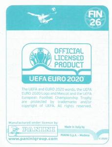 2020 Panini UEFA Euro 2020 International Stickers Preview #FIN26 Jasse Tuominen Back