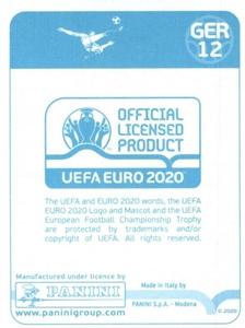 2020 Panini UEFA Euro 2020 International Stickers Preview #GER12 Jonathan Tah Back