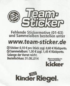 2014 Ferrero WM 2014 DFB Team - Kinder Riegel #1 Manuel Neuer Back