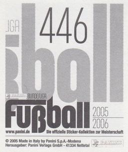 2005-06 Panini Fussball Bundesliga Stickers #446 Timo Hildebrand Back