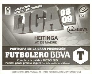 2008-09 Panini Este Spanish Liga #58 John Heitinga Back