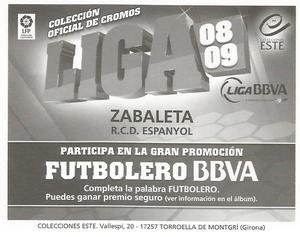 2008-09 Panini Este Spanish Liga #155 Pablo Zabaleta Back
