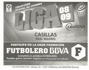 2008-09 Panini Este Spanish Liga #203 Iker Casillas Back