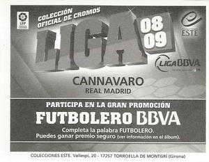 2008-09 Panini Este Spanish Liga #207 Fabio Cannavaro Back