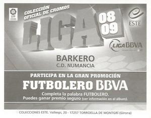 2008-09 Panini Este Spanish Liga #288 Jose Barkero Back