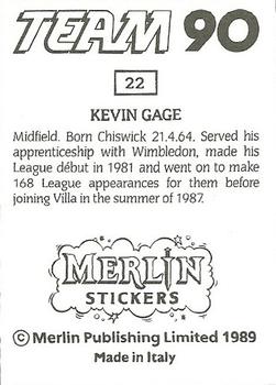 1990 Merlin Team 90 #22 Kevin Gage Back