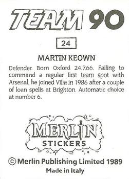 1990 Merlin Team 90 #24 Martin Keown Back