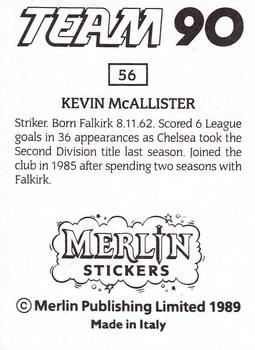 1990 Merlin Team 90 #56 Kevin McAllister Back