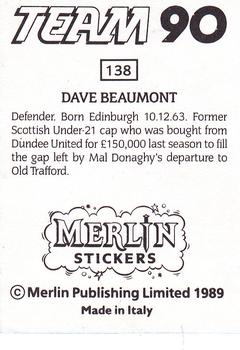 1990 Merlin Team 90 #138 Dave Beaumont Back