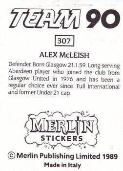 1990 Merlin Team 90 #307 Alex McLeish Back