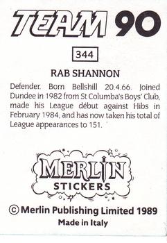 1990 Merlin Team 90 #344 Rab Shannon Back