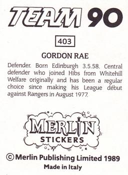 1990 Merlin Team 90 #403 Gordon Rae Back